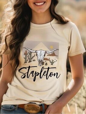 Cream Graphic Desert Skull Short Sleeve Tee Size 2XL